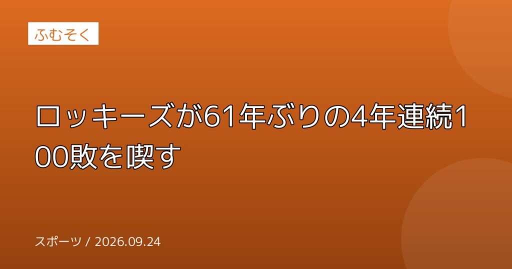 ロッキーズが61年ぶりの4年連続100敗を喫す