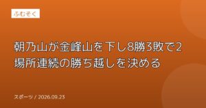 朝乃山が金峰山を下し8勝3敗で2場所連続の勝ち越しを決める
