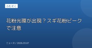 花粉光環が出現？スギ花粉ピークで注意