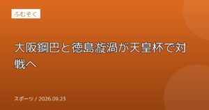 大阪鋼巴と徳島漩渦が天皇杯で対戦へ