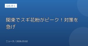 関東でスギ花粉がピーク！対策を急げ