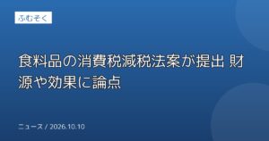 食料品の消費税減税法案が提出 財源や効果に論点